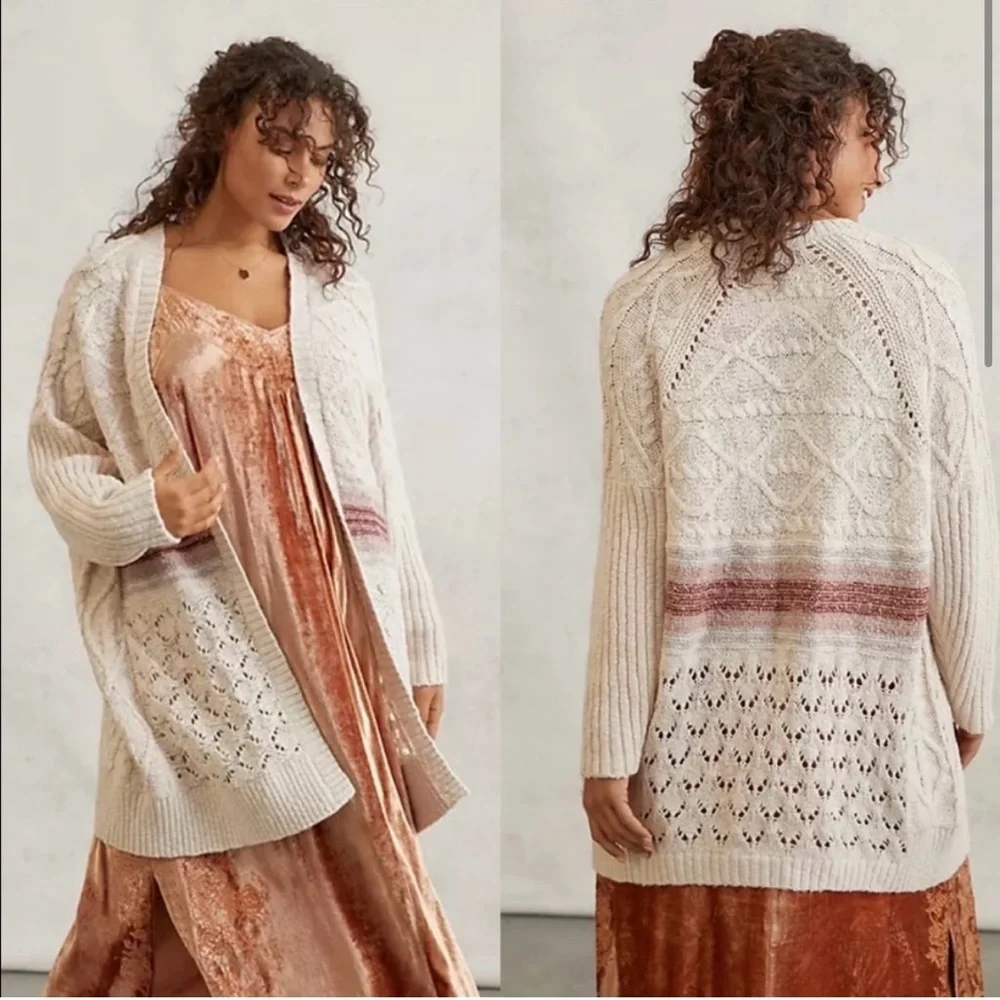 Anthropologie Pilcro Jemma Cable-Knit Cardigan size M/L - Picture 2 of 13